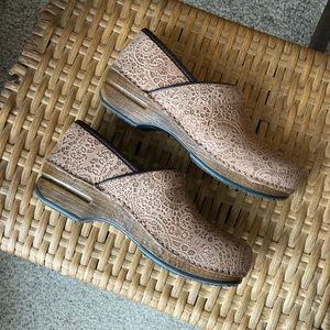 Dansko XP Lace Pattern Leather Clogs
